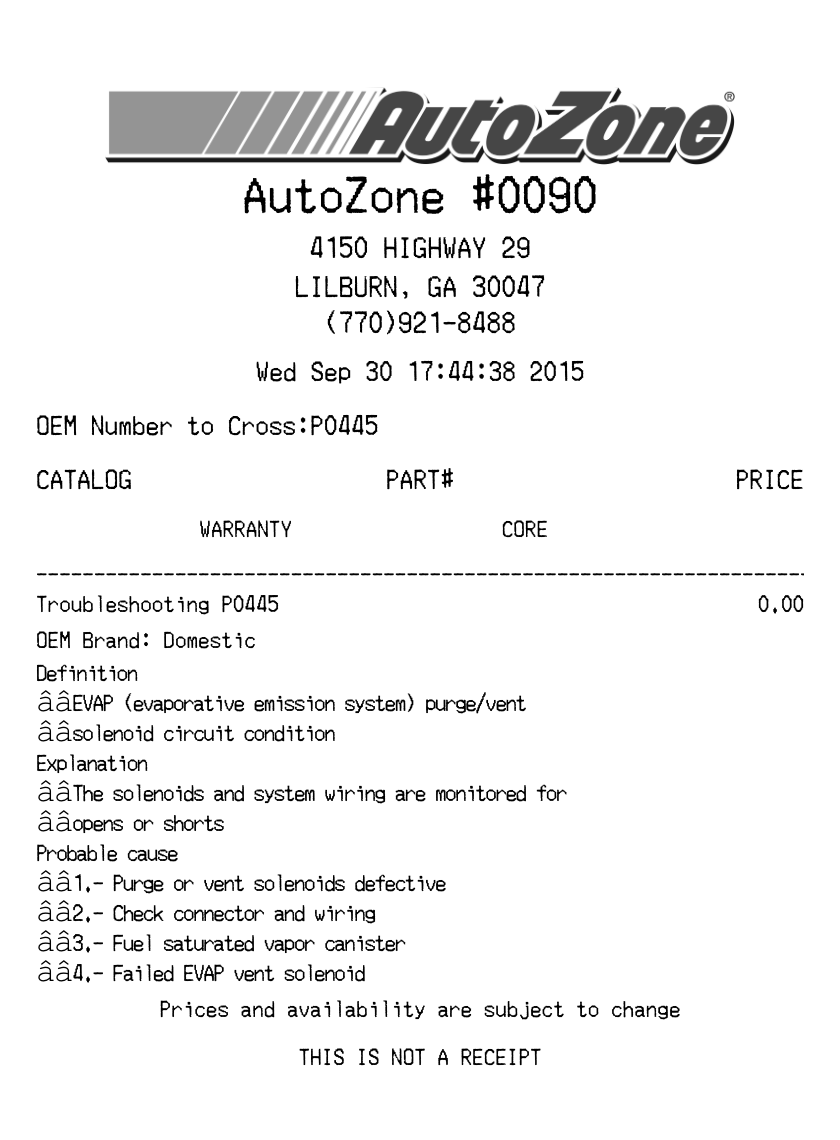 AutoZone receipt