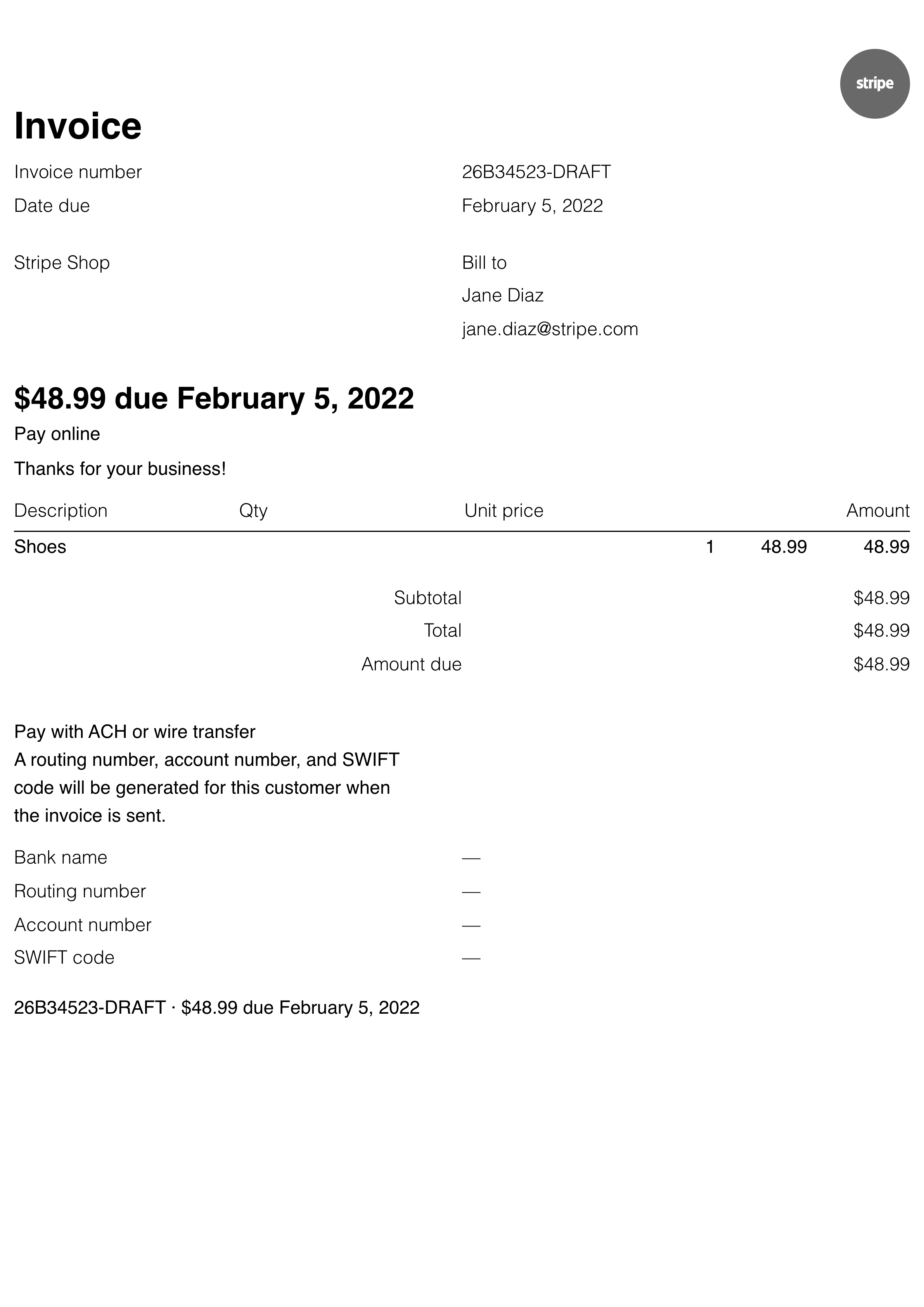 Stripe receipt