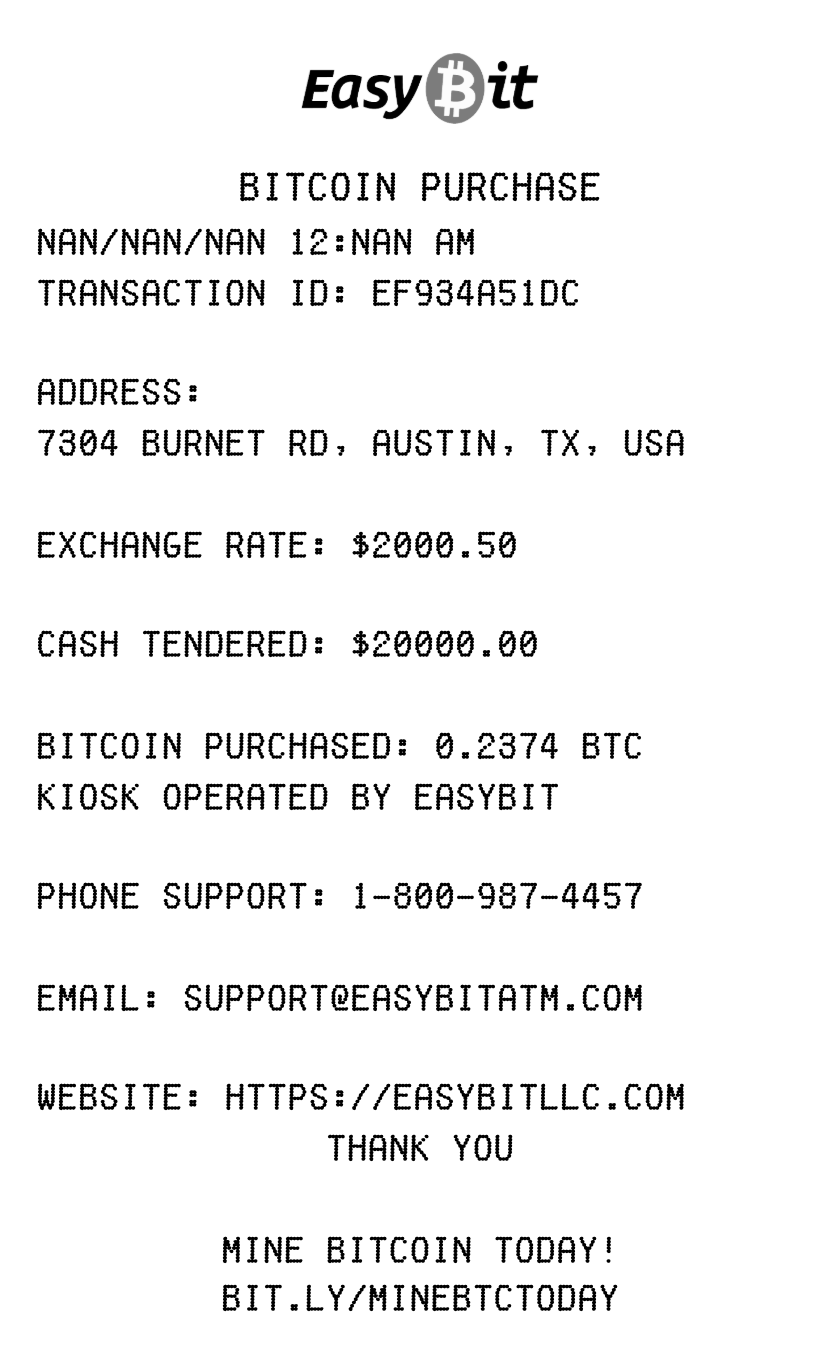 Bitcoin receipt