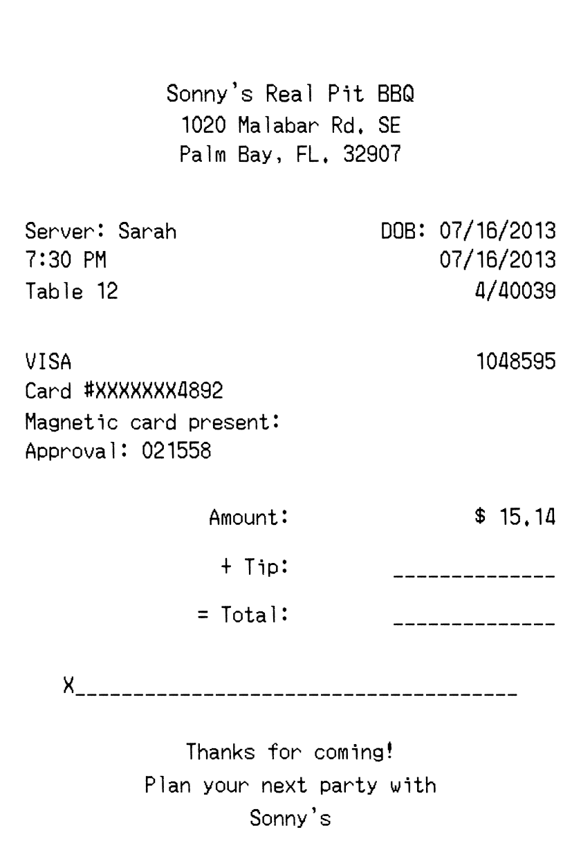 Signature receipt