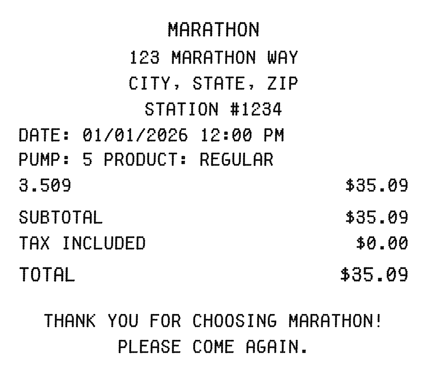 Marathon receipt