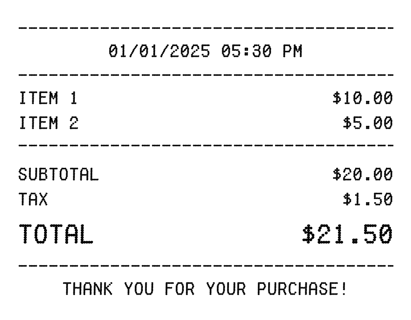 Generic receipt
