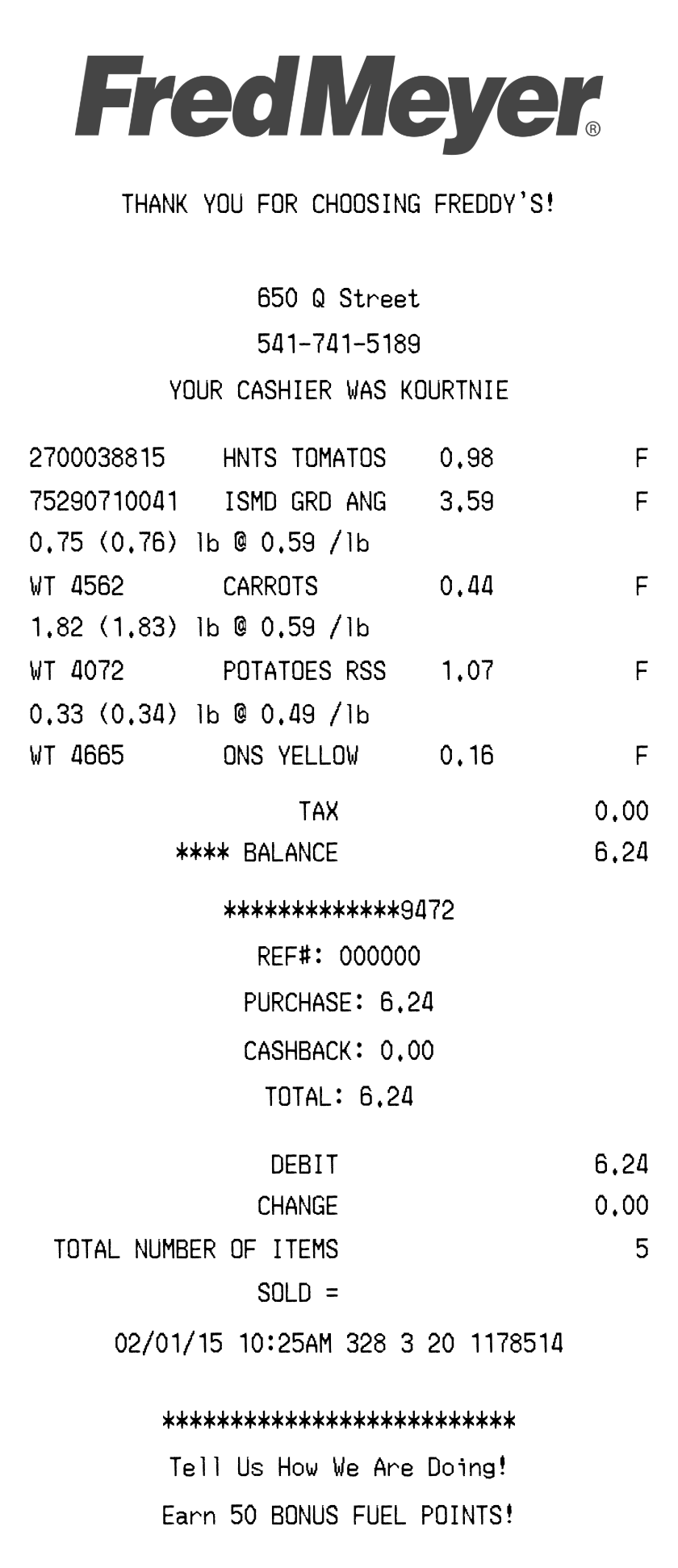 Fred Meyer receipt