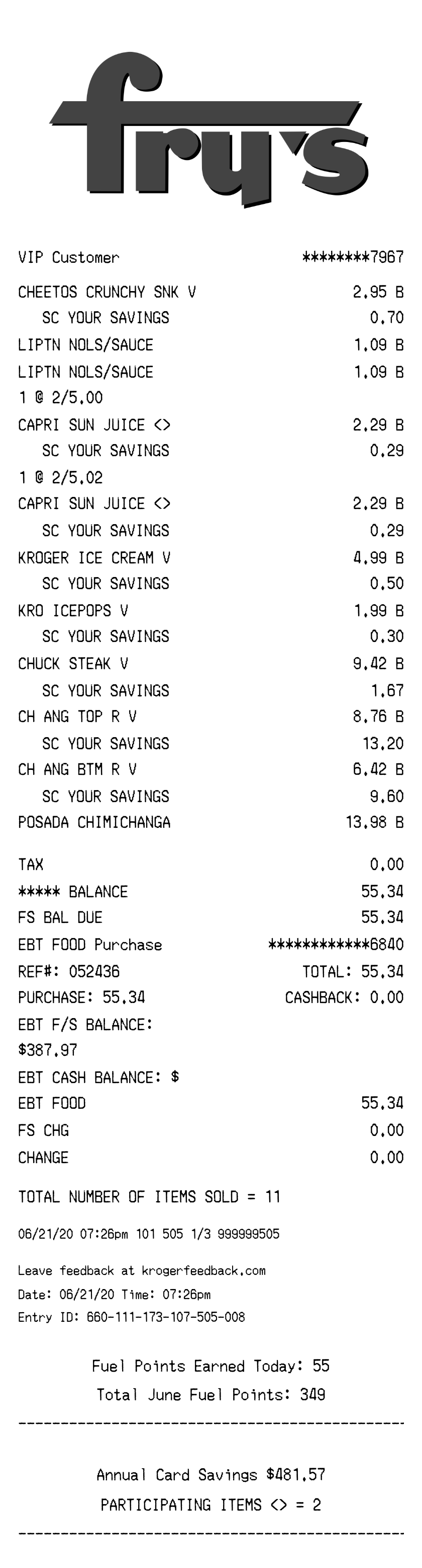 Fry's receipt