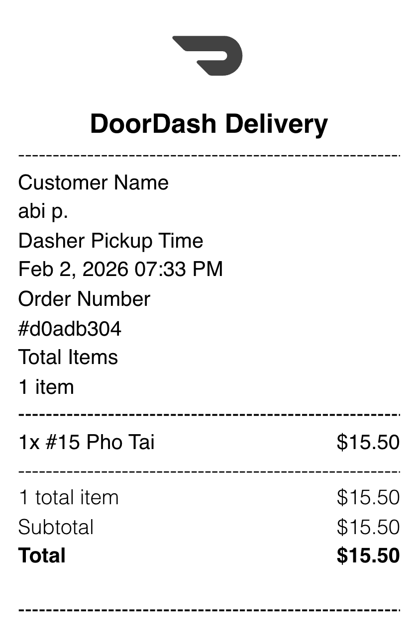 DoorDash receipt