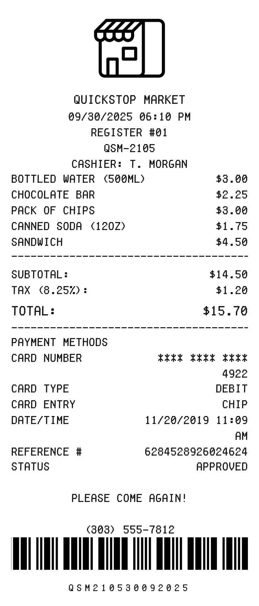 Store receipt