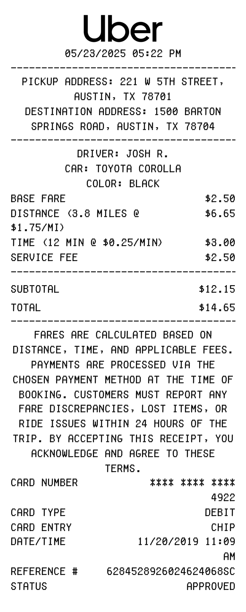 Uber receipt